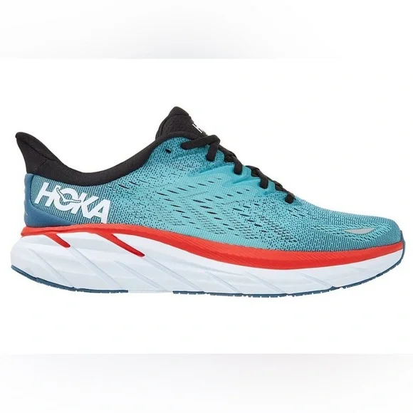 Hoka Clifton 8 Lace Up Sneakers in Real Teal / Aquarelle